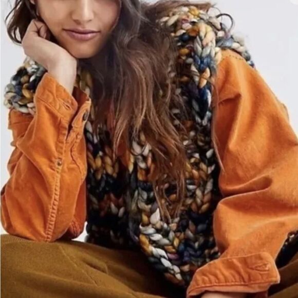 New Free People Twilight Sweater Vest Size S Chunky Knit $228 Colorful - Picture 4 of 10